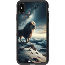 Coque iPhone Xs Max - Silicone rigide noir Le lion blanc