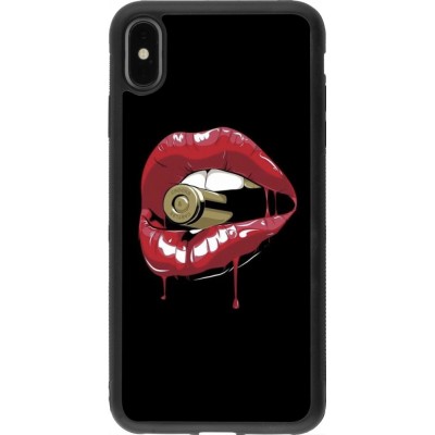 Coque iPhone Xs Max - Silicone rigide noir Lips bullet