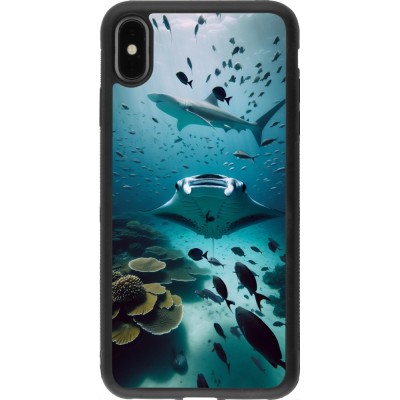 Coque iPhone Xs Max - Silicone rigide noir Manta Lagon Nettoyage