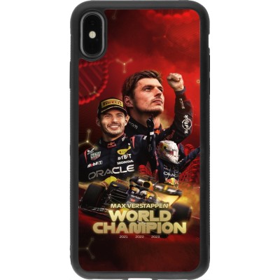 Coque iPhone Xs Max - Silicone rigide noir Max Verstappen Champion 2023