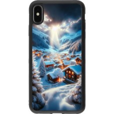 Coque iPhone Xs Max - Silicone rigide noir Mont Neige Lumière