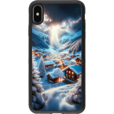 Coque iPhone Xs Max - Silicone rigide noir Mont Neige Lumière