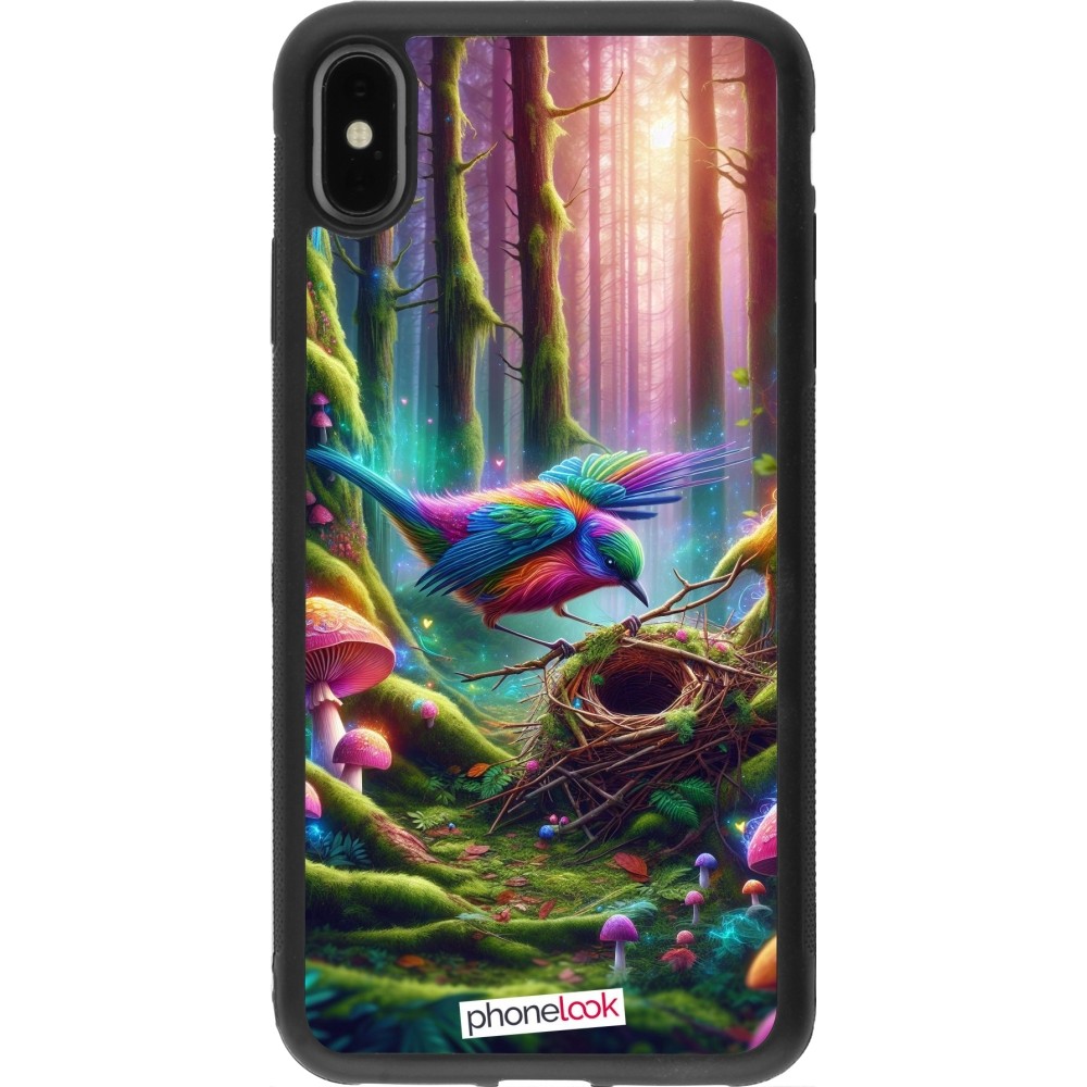 iPhone Xs Max Case Hülle - Silikon schwarz Vogel Nest Wald