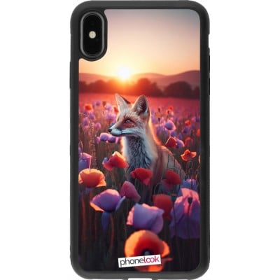 Coque iPhone Xs Max - Silicone rigide noir Renard pourpre au crépuscule