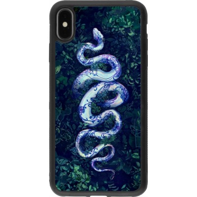 Coque iPhone Xs Max - Silicone rigide noir Serpent Blue Anaconda