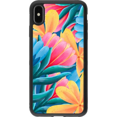 Coque iPhone Xs Max - Silicone rigide noir Spring 23 colorful flowers