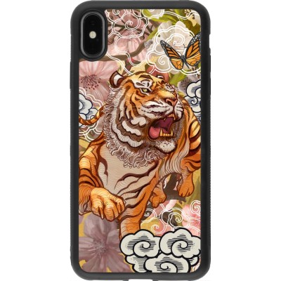 Coque iPhone Xs Max - Silicone rigide noir Spring 23 japanese tiger