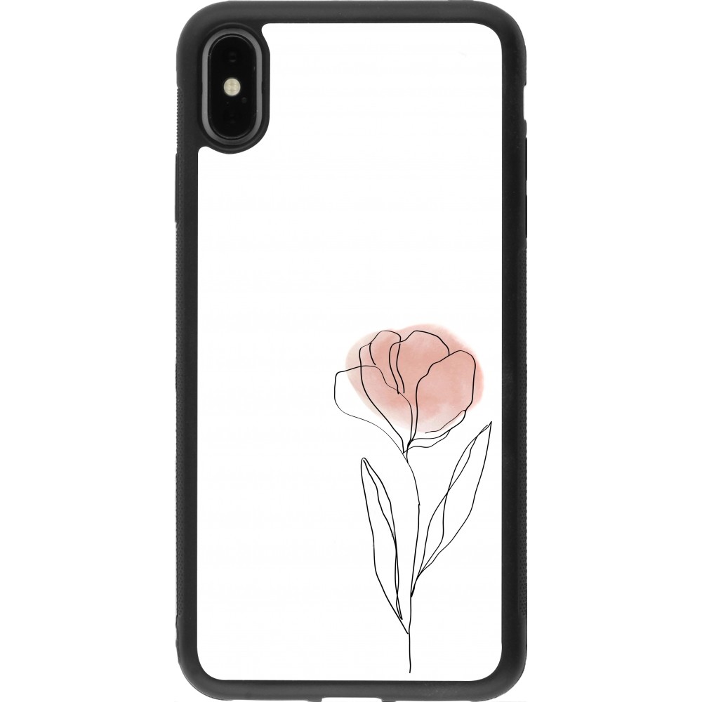 Coque iPhone Xs Max - Silicone rigide noir Spring 23 minimalist flower