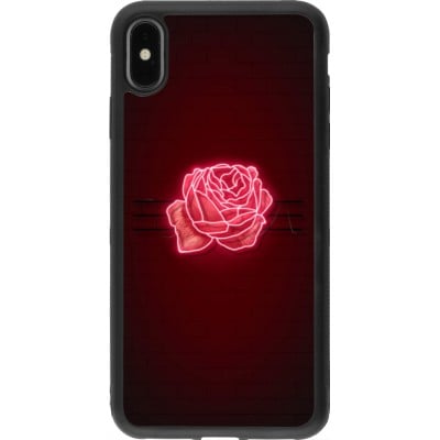 Coque iPhone Xs Max - Silicone rigide noir Spring 23 neon rose