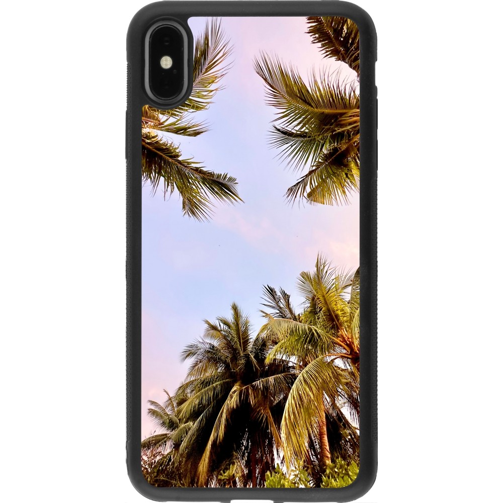 Coque iPhone Xs Max - Silicone rigide noir Summer 2023 palm tree vibe