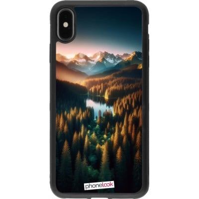 Coque iPhone Xs Max - Silicone rigide noir Sunset Forest Lake