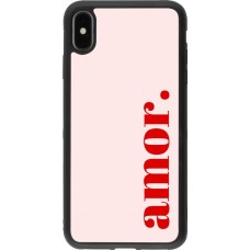 Coque iPhone Xs Max - Silicone rigide noir Valentine 2024 amor