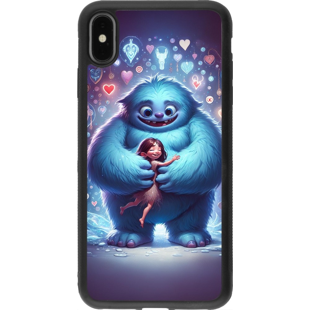 Coque iPhone Xs Max - Silicone rigide noir Valentine 2024 Fluffy Love