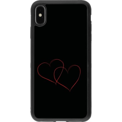 Coque iPhone Xs Max - Silicone rigide noir Valentine 2023 attached heart