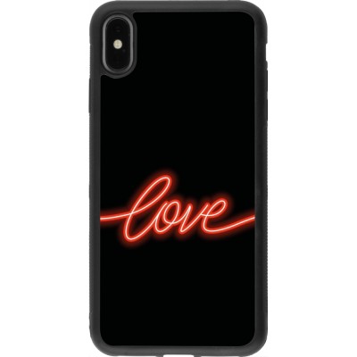 Coque iPhone Xs Max - Silicone rigide noir Valentine 2023 neon love