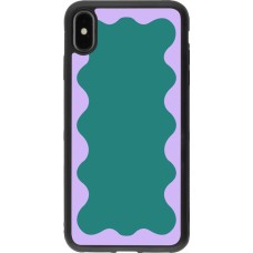 Coque iPhone Xs Max - Silicone rigide noir Wavy Rectangle Green Purple