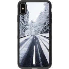 Coque iPhone Xs Max - Silicone rigide noir Winter 22 Snowy Road