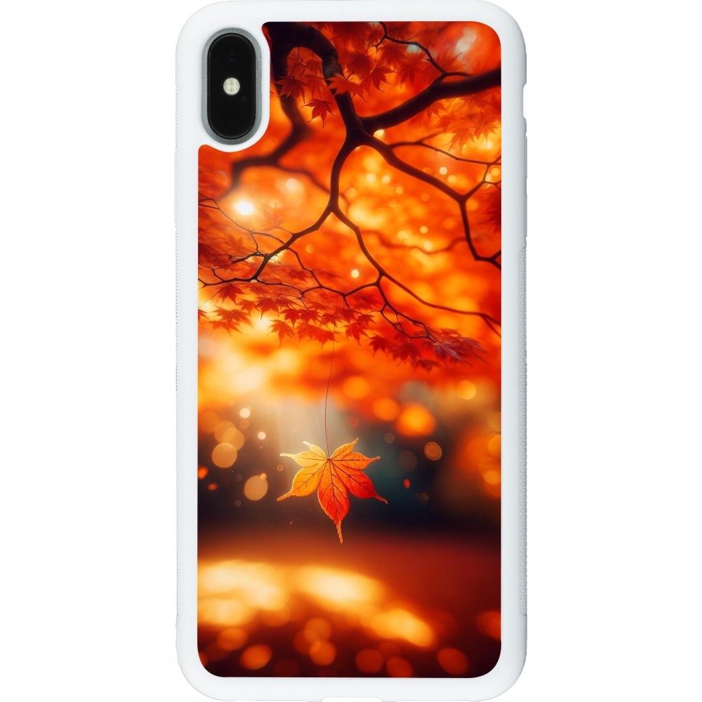 Coque iPhone Xs Max - Silicone rigide blanc Automne Magique Orange