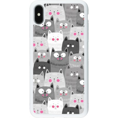 Coque iPhone Xs Max - Silicone rigide blanc Chats gris troupeau