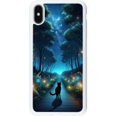 Coque iPhone Xs Max - Silicone rigide blanc Chat noir promenade