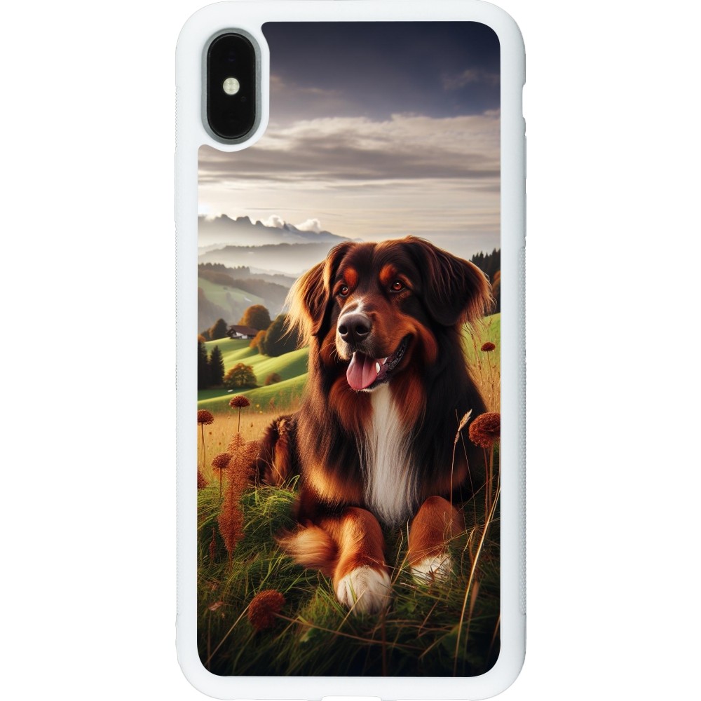 Coque iPhone Xs Max - Silicone rigide blanc Chien Campagne Suisse