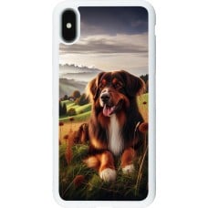 Coque iPhone Xs Max - Silicone rigide blanc Chien Campagne Suisse