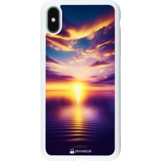 Coque iPhone Xs Max - Silicone rigide blanc Coucher soleil jaune violet