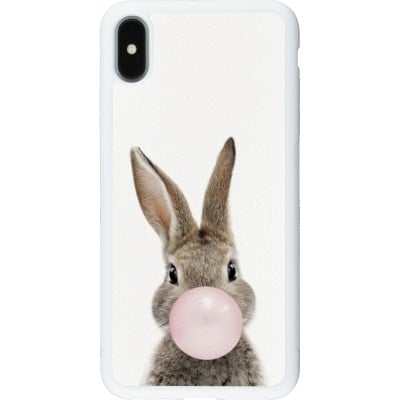 Coque iPhone Xs Max - Silicone rigide blanc Easter 2023 bubble gum bunny