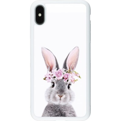 Coque iPhone Xs Max - Silicone rigide blanc Easter 2023 flower bunny