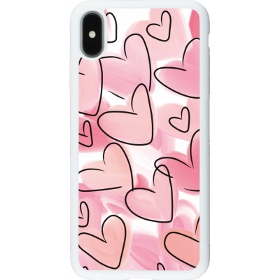 Coque iPhone Xs Max - Silicone rigide blanc Easter 2023 pink hearts