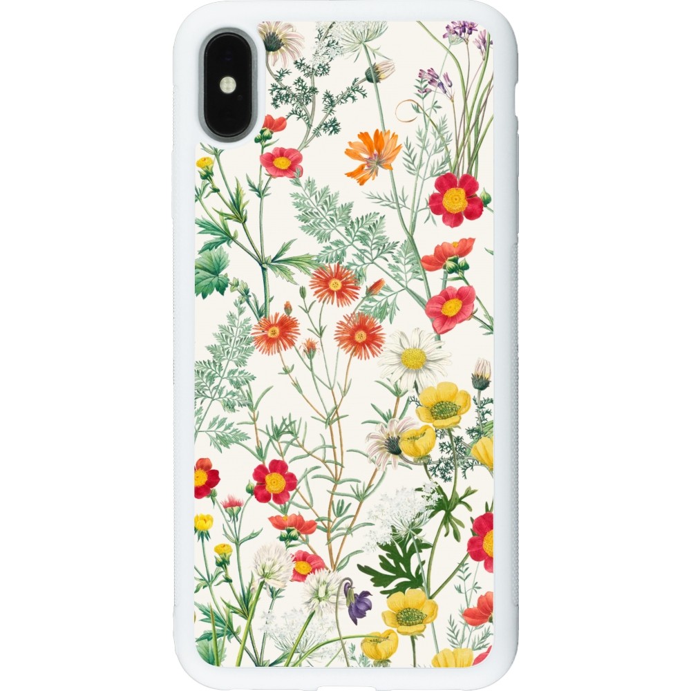 Coque iPhone Xs Max - Silicone rigide blanc Flora Botanical Wildlife