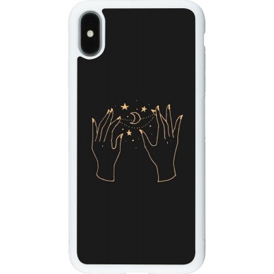 Coque iPhone Xs Max - Silicone rigide blanc Grey magic hands