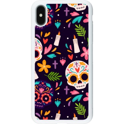 Coque iPhone Xs Max - Silicone rigide blanc Halloween 2023 mexican style