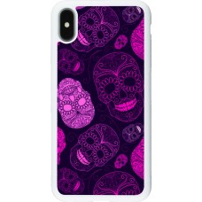 Coque iPhone Xs Max - Silicone rigide blanc Halloween 2023 pink skulls