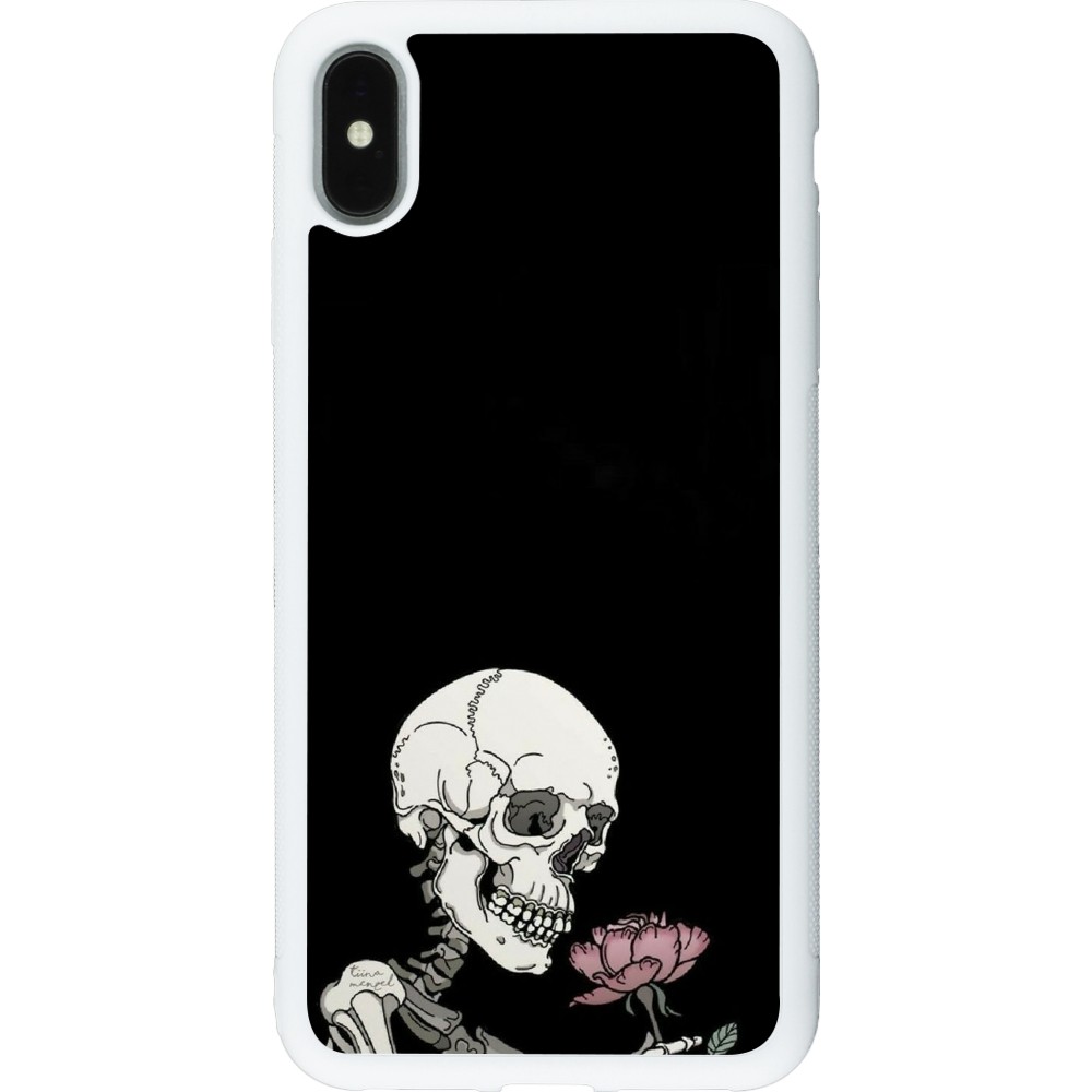 Coque iPhone Xs Max - Silicone rigide blanc Halloween 2023 rose and skeleton