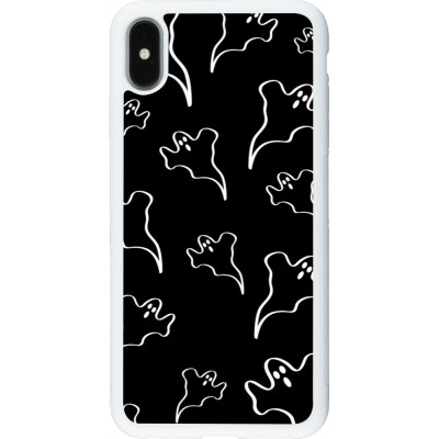 Coque iPhone Xs Max - Silicone rigide blanc Halloween 2024 black and white ghosts