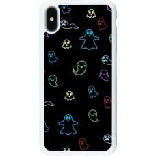 Coque iPhone Xs Max - Silicone rigide blanc Halloween 2024 colorful ghosts