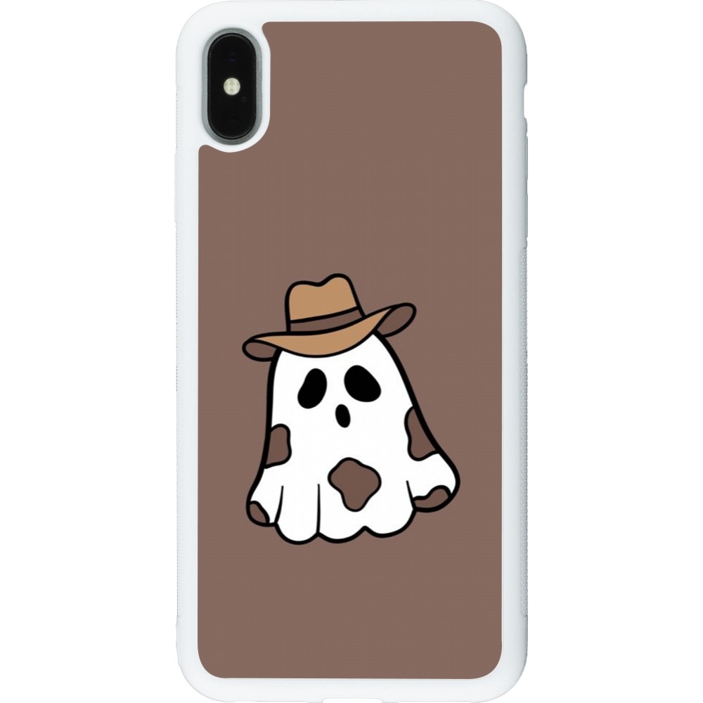 Coque iPhone Xs Max - Silicone rigide blanc Halloween 2024 cowboy ghost