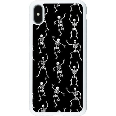 Coque iPhone Xs Max - Silicone rigide blanc Halloween 2024 dancing skeleton