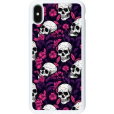 Coque iPhone Xs Max - Silicone rigide blanc Halloween 2024 romantic skulls