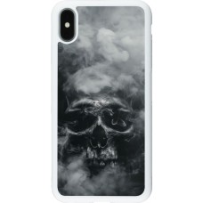 Coque iPhone Xs Max - Silicone rigide blanc Halloween 2024 smoky skull