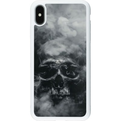 Coque iPhone Xs Max - Silicone rigide blanc Halloween 2024 smoky skull