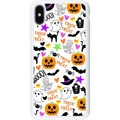 Coque iPhone Xs Max - Silicone rigide blanc Halloween 2024 trick or treat