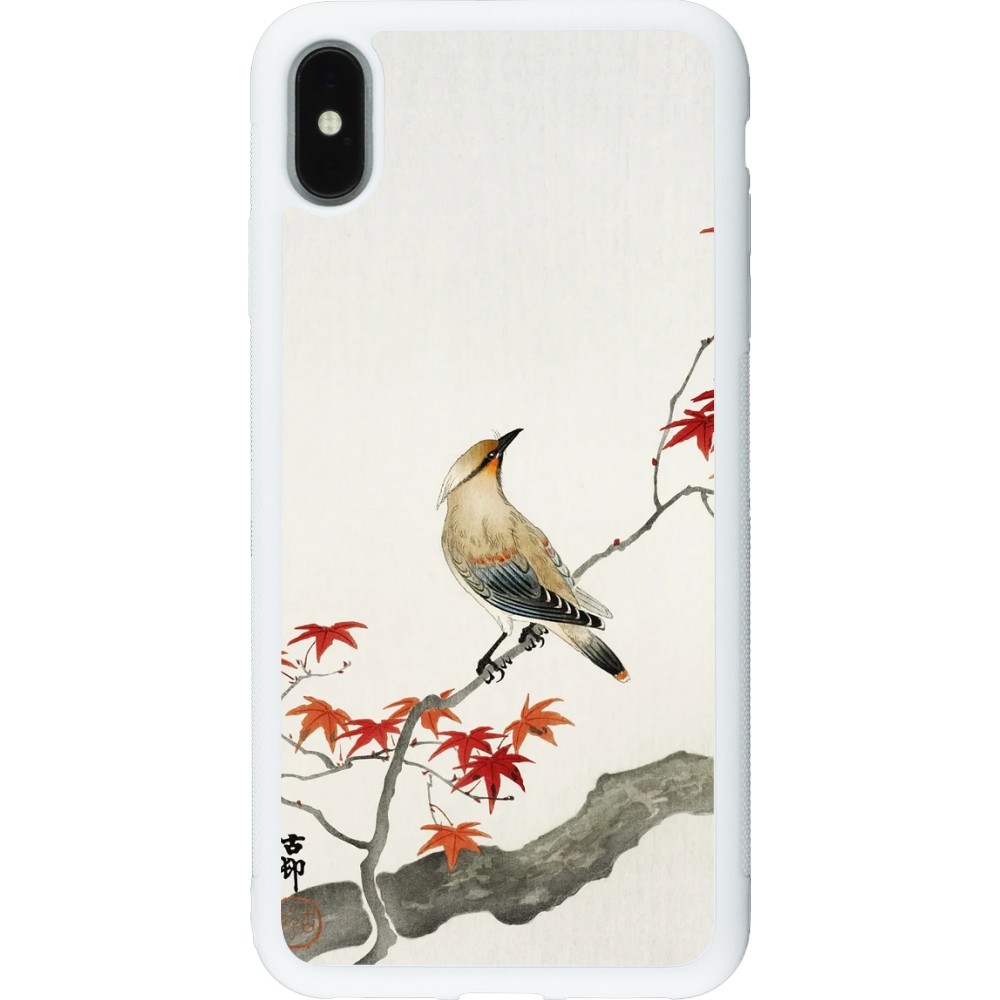 Coque iPhone Xs Max - Silicone rigide blanc Japanese Bird