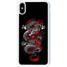 Coque iPhone Xs Max - Silicone rigide blanc Japanese style Dragon Tattoo Red Black