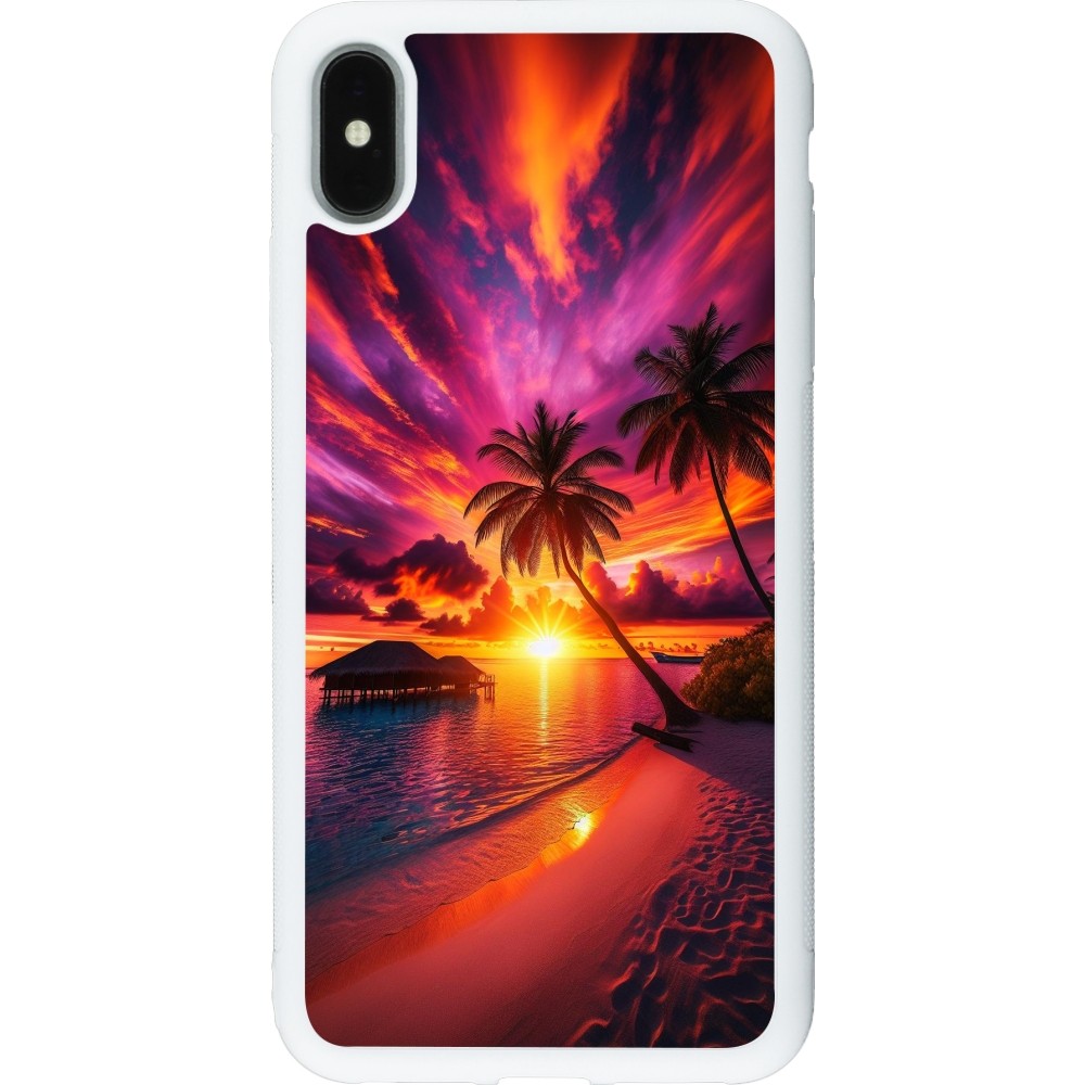 Coque iPhone Xs Max - Silicone rigide blanc Maldives Dusk Bliss