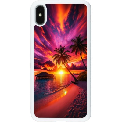 Coque iPhone Xs Max - Silicone rigide blanc Maldives Dusk Bliss