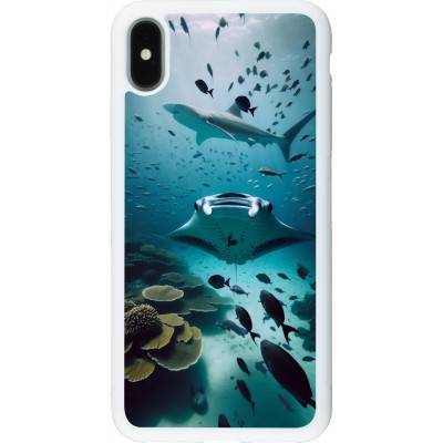 Coque iPhone Xs Max - Silicone rigide blanc Manta Lagon Nettoyage