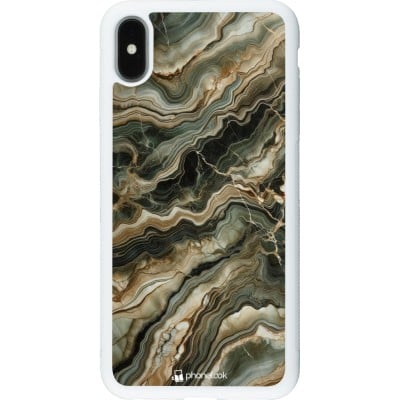 Coque iPhone Xs Max - Silicone rigide blanc Marbre Olive