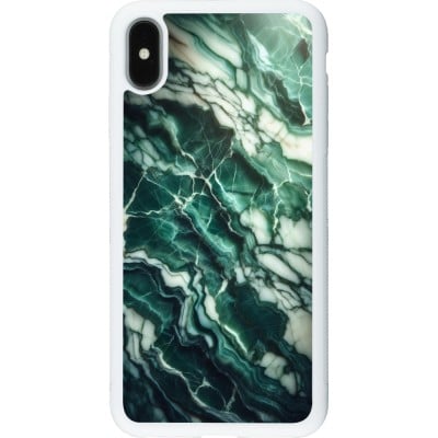 Coque iPhone Xs Max - Silicone rigide blanc Marbre vert majestueux